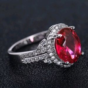 925 Silver Jewelry ring Women Oval Cut ruby
